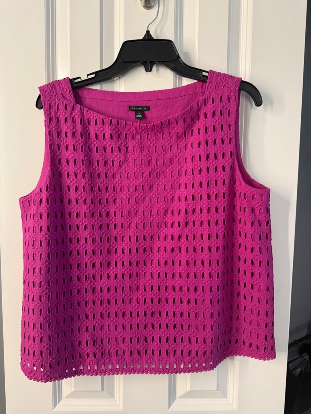 Ann Taylor Magenta Eyelet Sleeveless Tank